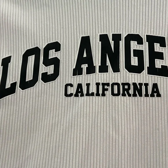 Los Angeles Women’s Cropped Ribbed T-Shirt - Picture 2 of 3